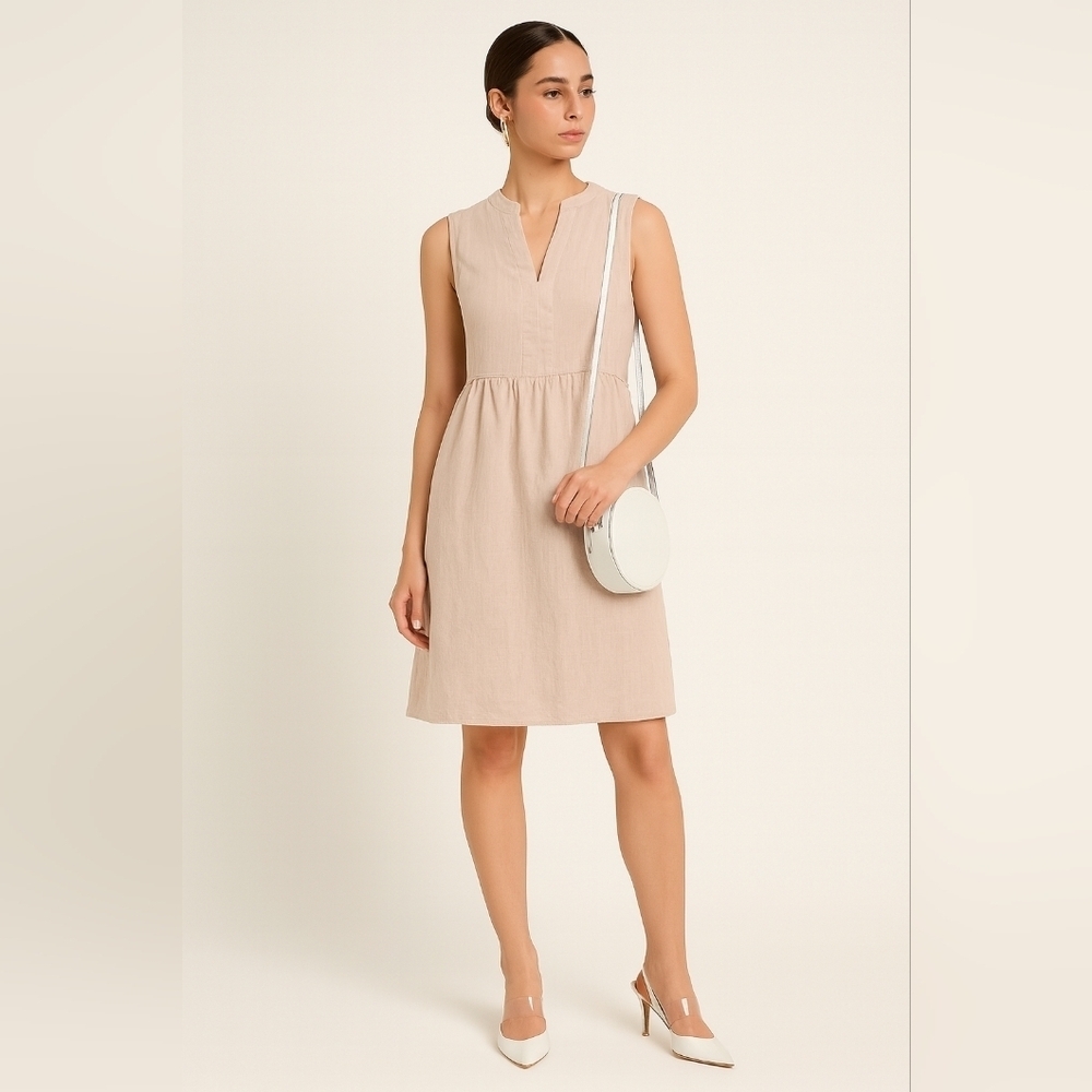 Terzo Millennio Made In Italy, Linen dress, Soft Blush, US Womens  Medium